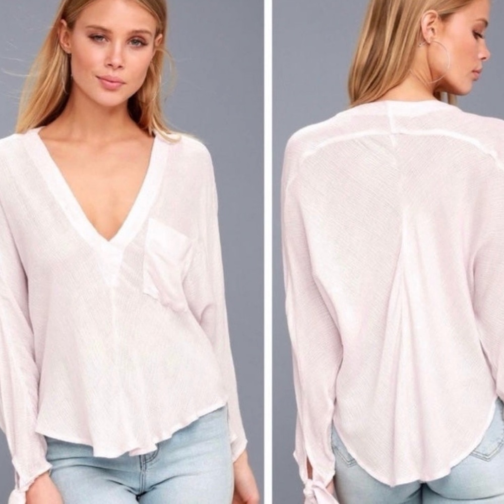 Free People White Long Sleeve Blouse